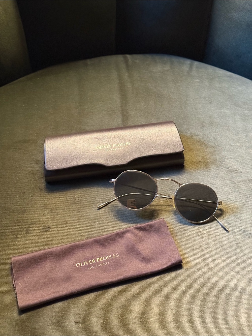 Oliver Peoples Gold Round Sunglasses